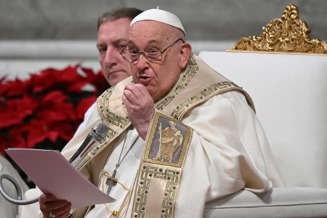 Pope Francis presides over the Christmas Eve mass at St Peter's Basilica in the Vatican | Photo: AFP