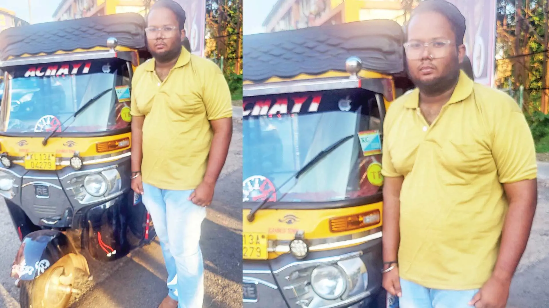 Jithin near his auto-rickshaw