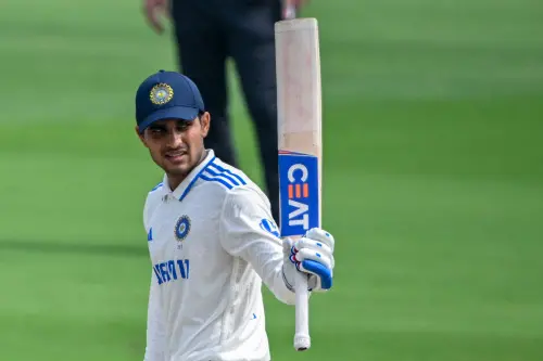 India's Shubman Gill celebrates after scoring a half-century (50 runs) during the third day of the second Test cricket match between India and England at the Y.S. Rajasekhara Reddy Cricket Stadium in Visakhapatnam on Sunday. (Photo: AFP)