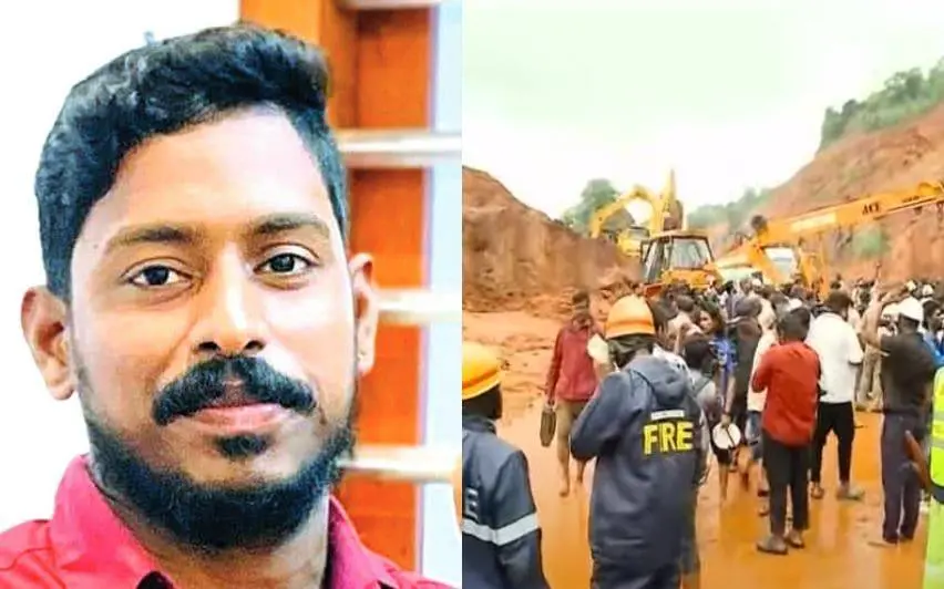 Arjun (L), visuals from rescue site at Shiroor in Karnataka