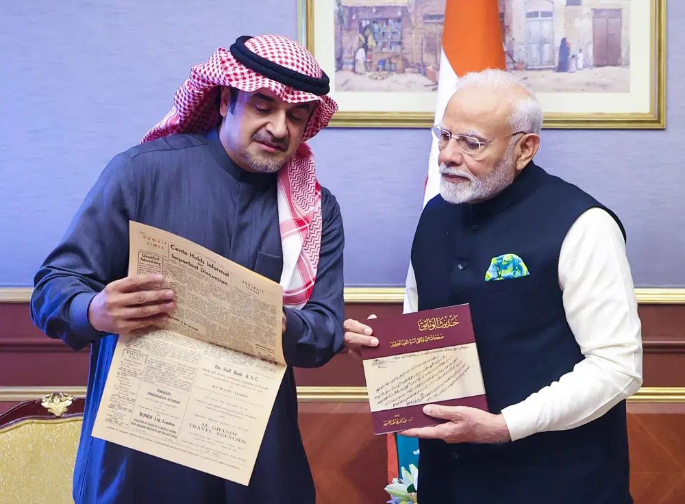 PM Modi meets Kuwait Heritage Society President Fahad Ghazi Alabduljaleel | ANI
