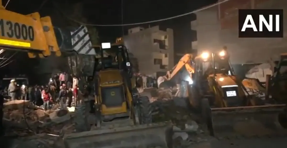 Building collapses in Mohali | Photo: Screengrab of X / ANI