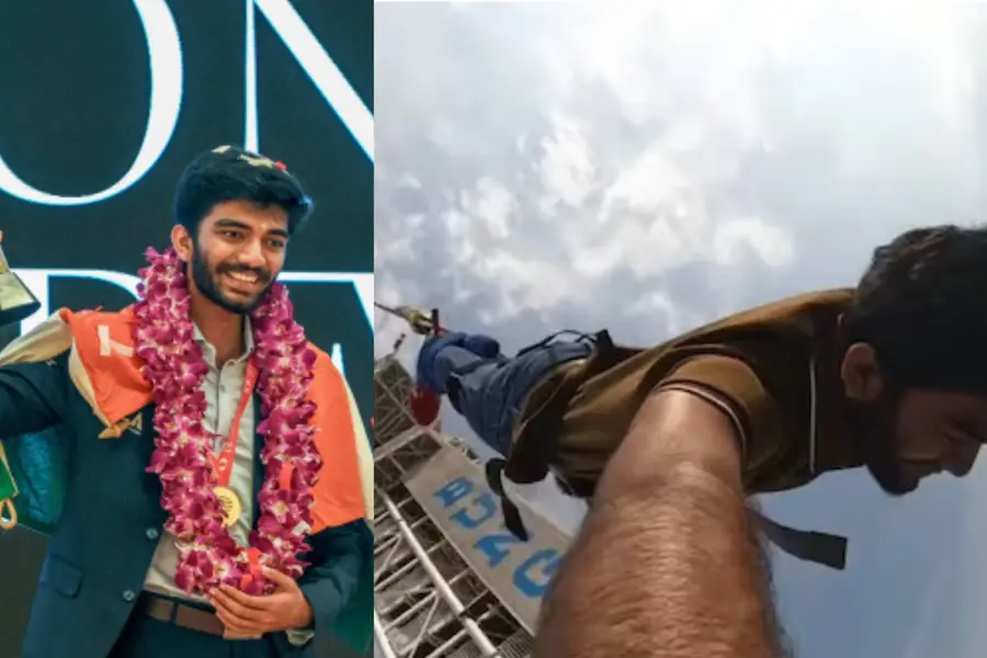 Gukesh goes bungee jumping, keeps his promise to coach | WATCH