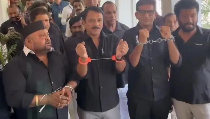 BRS party staged a protest in the Telangana Assembly