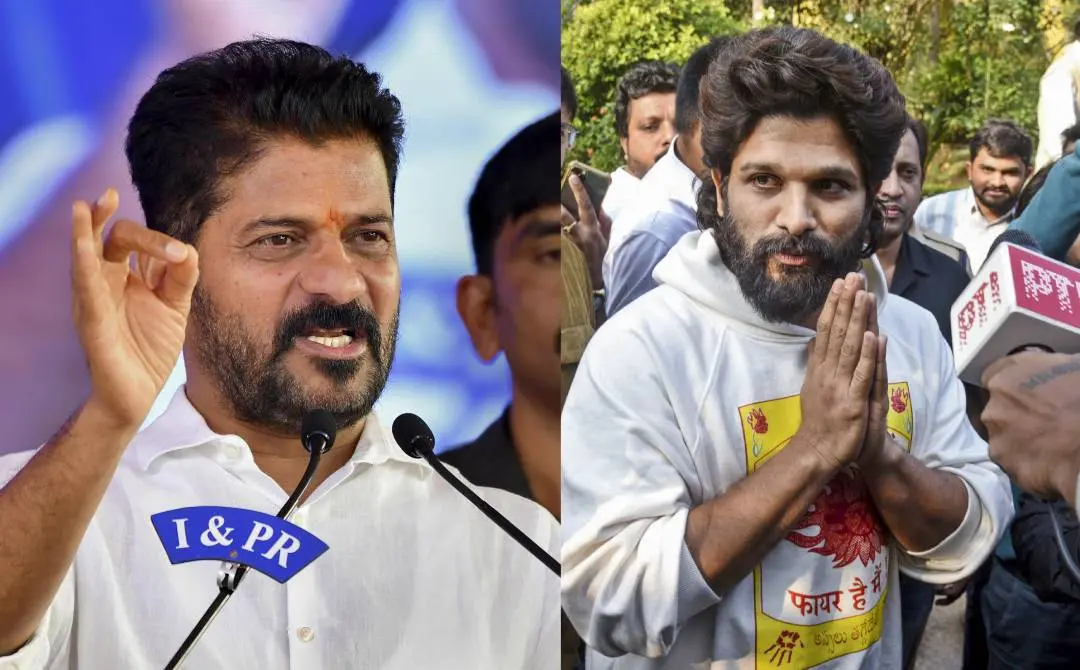 Telengana Chief Minister Revanth Reddy, Allu Arjun  | Photo: PTI