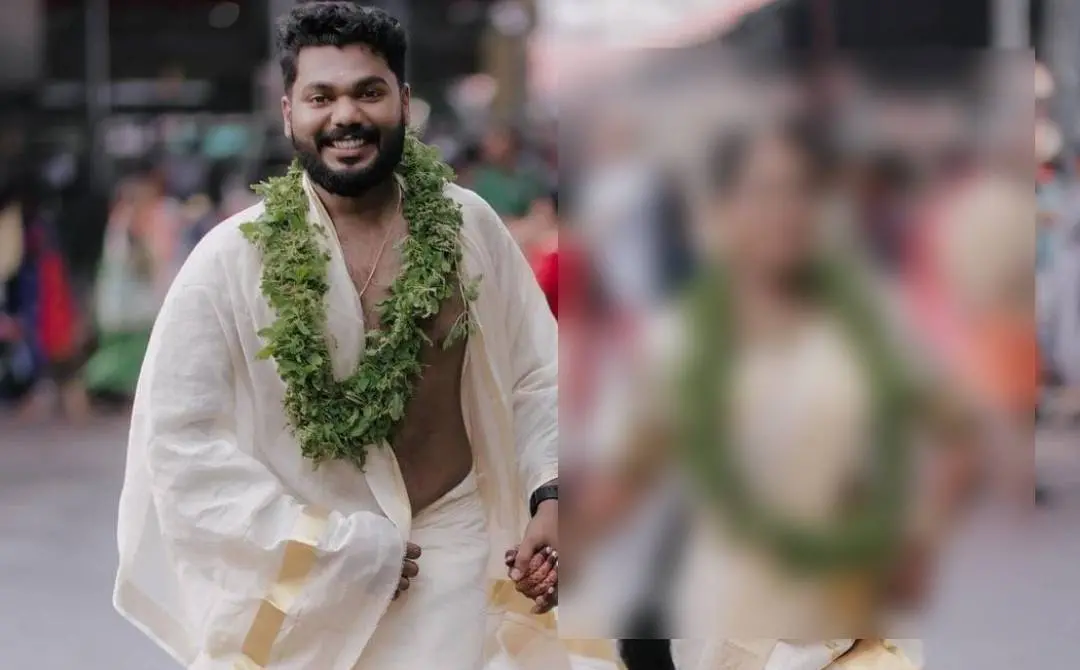Wedding photo of Rahul P Gopal and the victim  | Photo: Special Arrangement/Mathrubhumi