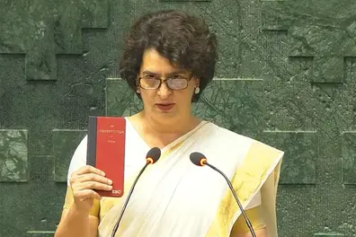 Priyanka Gandhi sworn in as MP in traditional Kerala saree; joins brother, mother in House