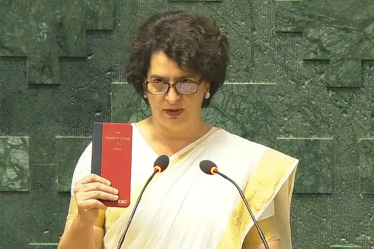 Priyanka Gandhi sworn in as MP in traditional Kerala saree; joins brother, mother in House