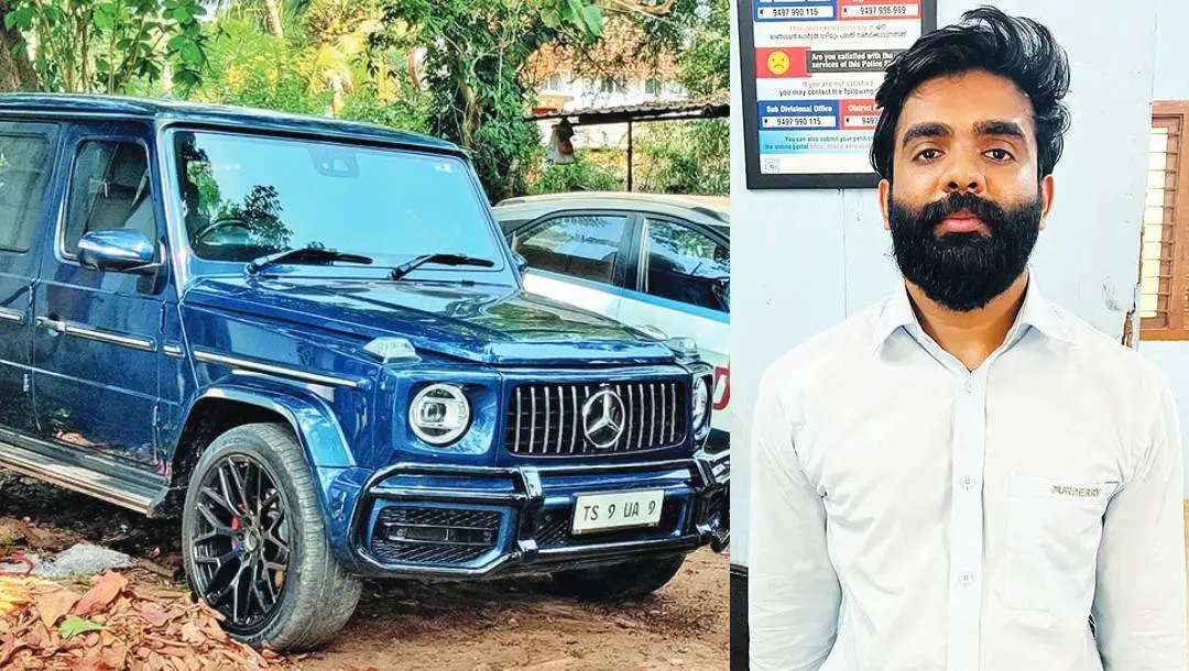 അപകടമുണ്ടാക്കിയ വാഹനവും അത് ഓടിച്ചിരുന്ന സാബിത്ത് റഹ്‌മാനും | ഫോട്ടോ: മാതൃഭൂമി