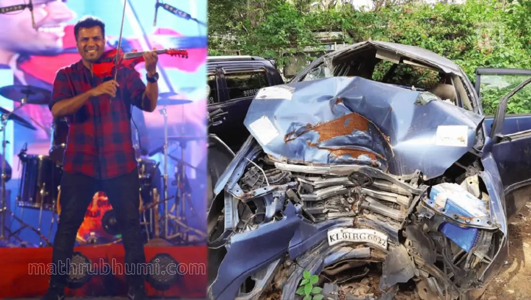 Balabhaskar (left), Car involved in accident (right) | Photo: Mathrubhumi