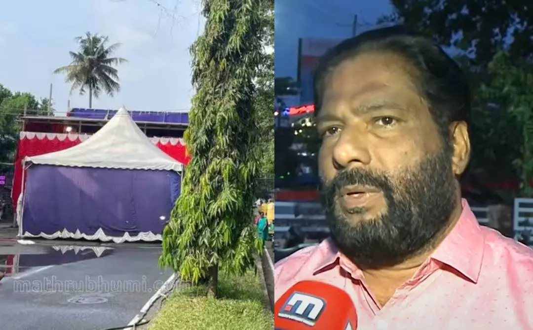 Controversial stage, CPM Thiruvananthapuram district secretary V Joy | Photo: Mathrubhumi