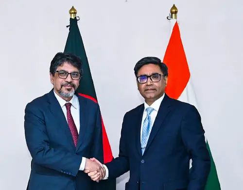 Foreign Secretary Vikram Misri meets his Bangladeshi counterpart Md Jashim Uddin, in Dhaka on Monday.  | Photo: ANI