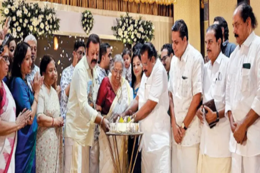 Sharada Teacher praises EK Nayanar’s legacy on her 90th bday; Suresh Gopi, others attend celebration