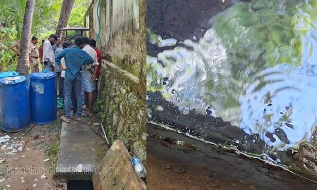 Local residents checking contaminated water resoures in Elathur