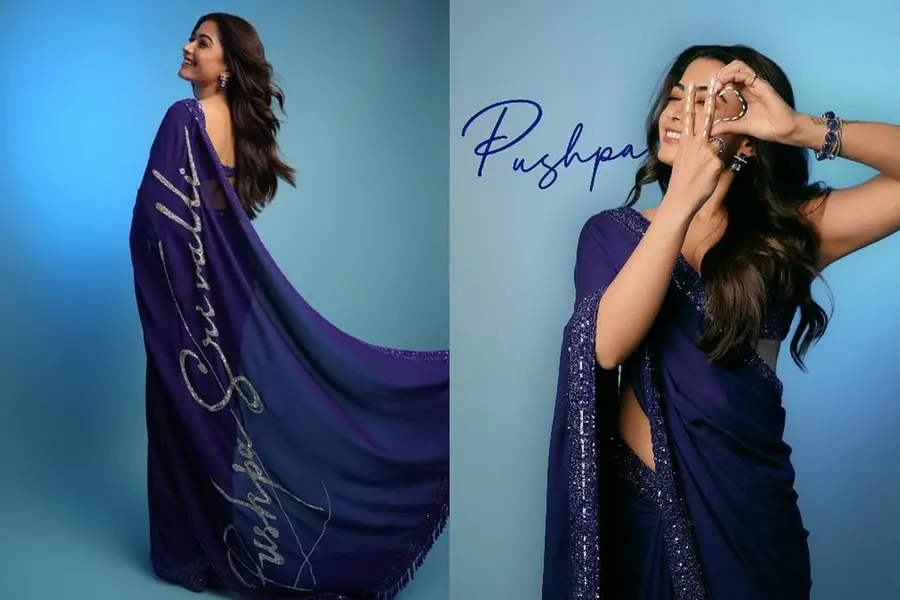 Rashmika slays in saree featuring ‘Pushpa’ and ‘Srivalli’ names, fans are obsessed! | See PICS