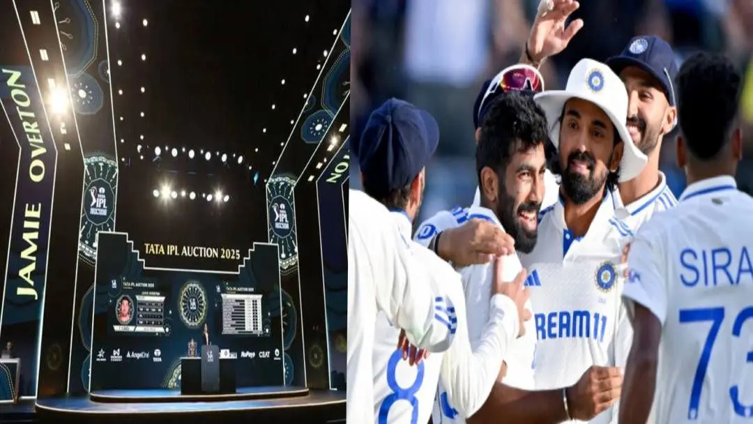 From(L) IPL auction in Jeddah, jubilant Indian players. | File Photos: Agencies
