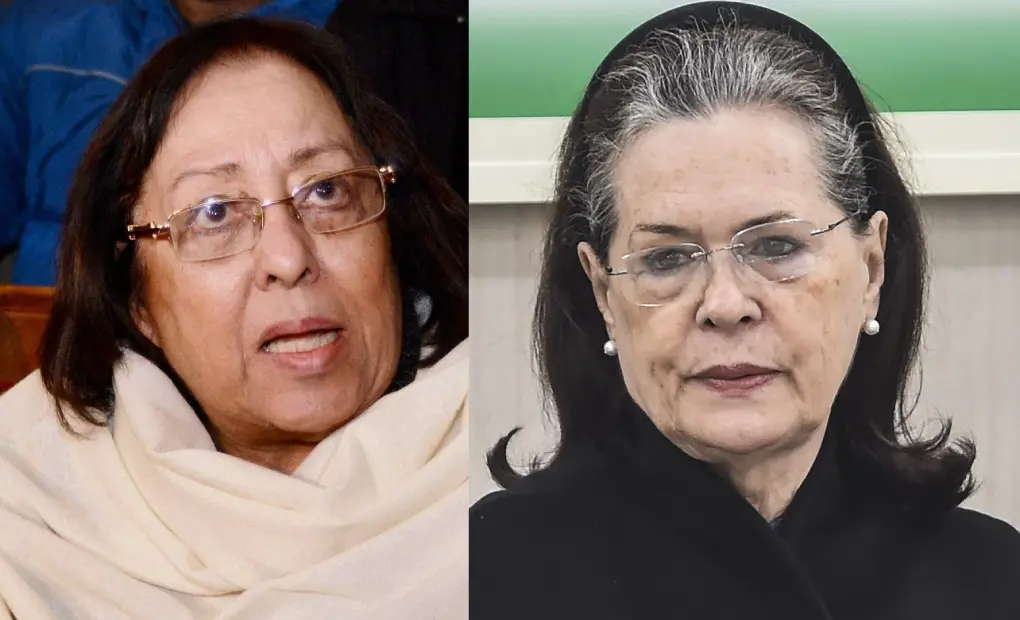 Najma Heptulla and Sonia Gandhi | Photo: PTI