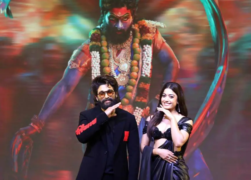 Allu Arjun and Rashmika Mandanna during the promotion of Pushpa 2: The Rule | Photo: ANI
