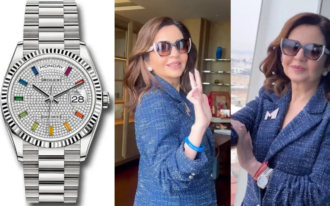 Rolex 'Day Date' , Nita Ambani | Photo: Screengrab/theindianhorology/Instagram