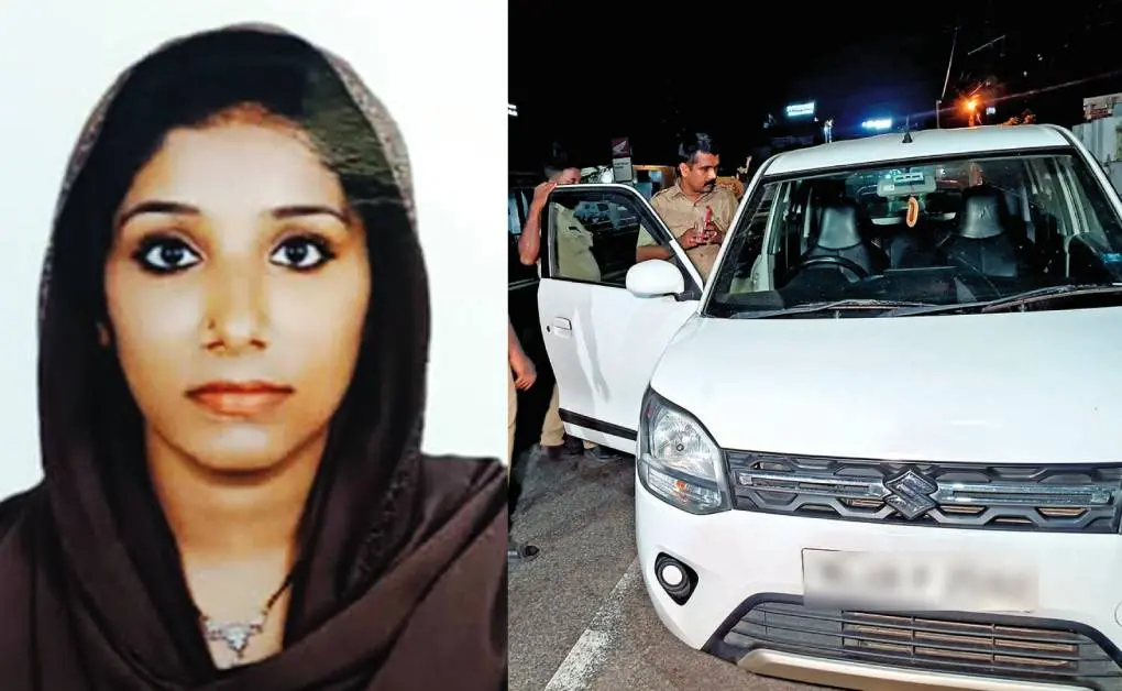 ഫസീല, ഉപേക്ഷിക്കപ്പെട്ട നിലയില് കണ്ടെത്തിയ കാര് പോലീസ് പരിശോധിക്കുന്നു |Photo: Mathrubhumi