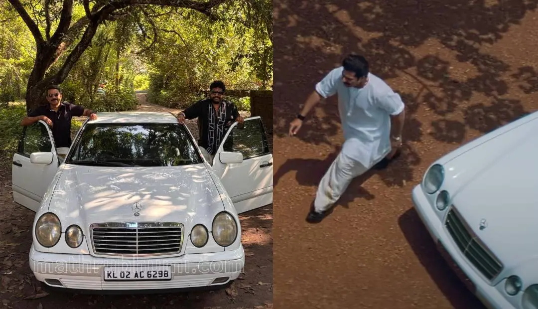Baiju Amabalakkara and Shaji Kailas with the Mercedez-Benz from 'Valliettan' movie, from the film's trailer