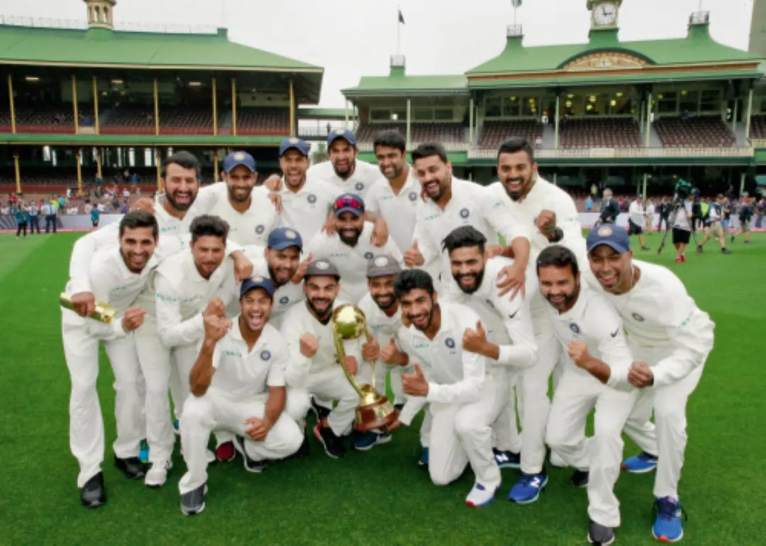 The Indian cricket team celebrate winning the Border-Gavaskar trophy in 2019 in Sydney, Australia. | Photo: Mark Evans/Getty Image