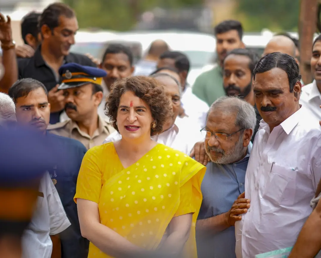 Congress candidate Priyanka Gandhi arrives during Wayanad Lok Sabha bypoll in Kerala,