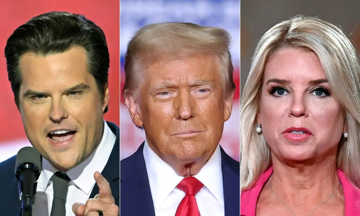 Matt Gaetz (L), Donald Trump (C) and Pam Bondi (R) | Filephoto: AFP