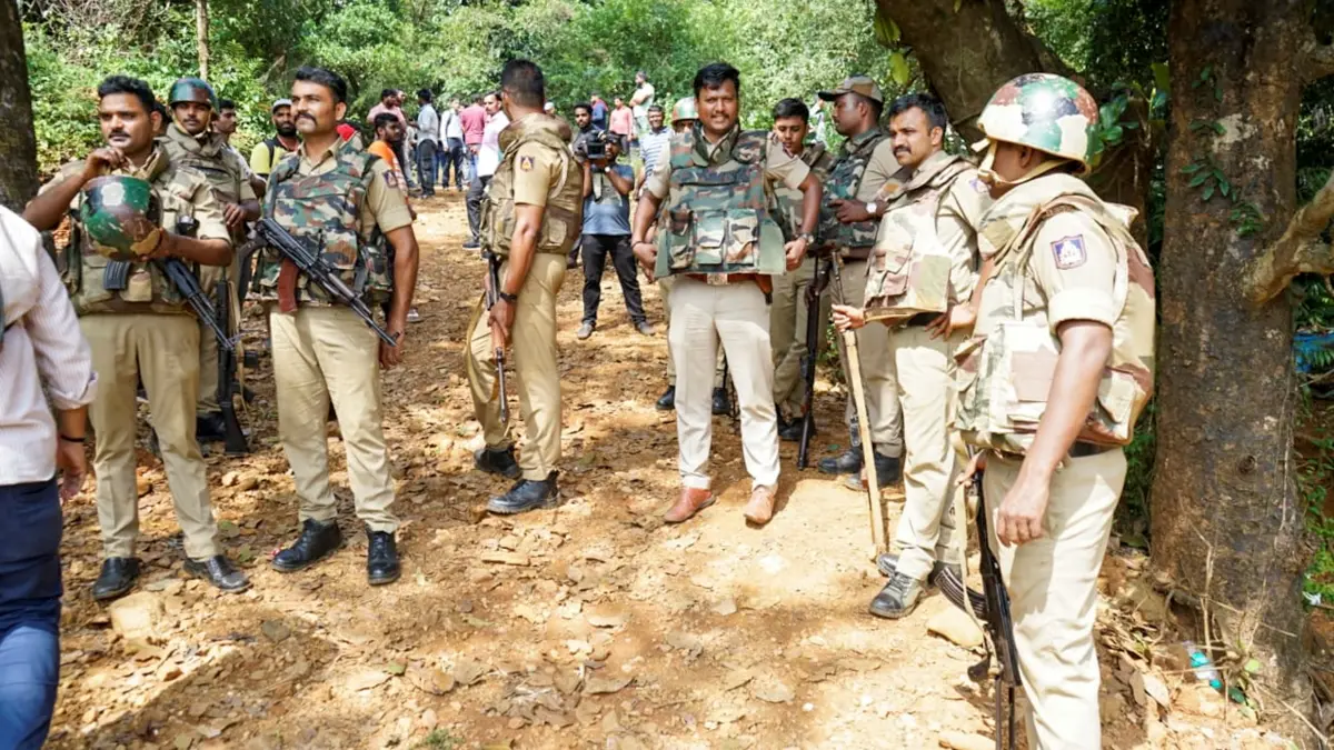 Security personnel during a combing operation in Kabbinale forest area, in Udupi district | Photo: PTI