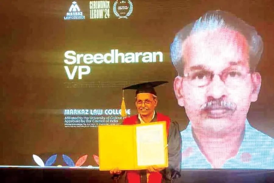 Age is just a number: At 75, Kozhikode native Sreedharan graduates as lawyer for the 2nd time