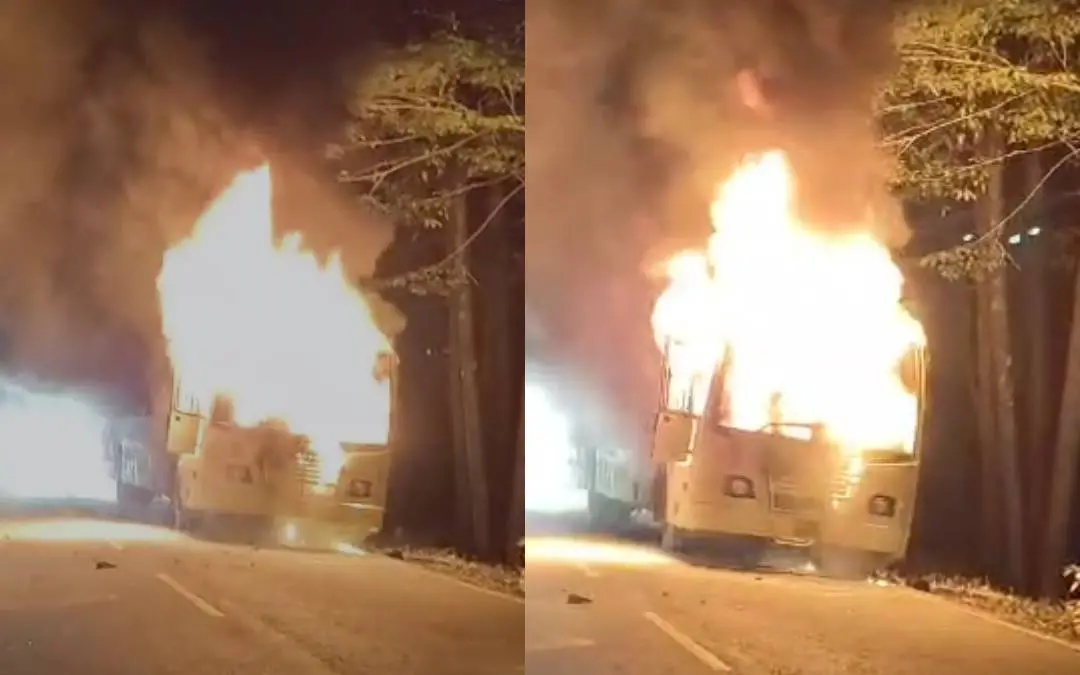 KSRTC bus set to carry passengers from Nilakkal burning