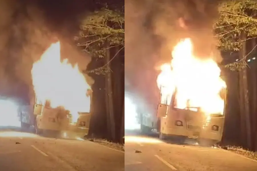KSRTC bus set to carry Sabarimala pilgrimage catches fire near Pampa; none hurt | VIDEO