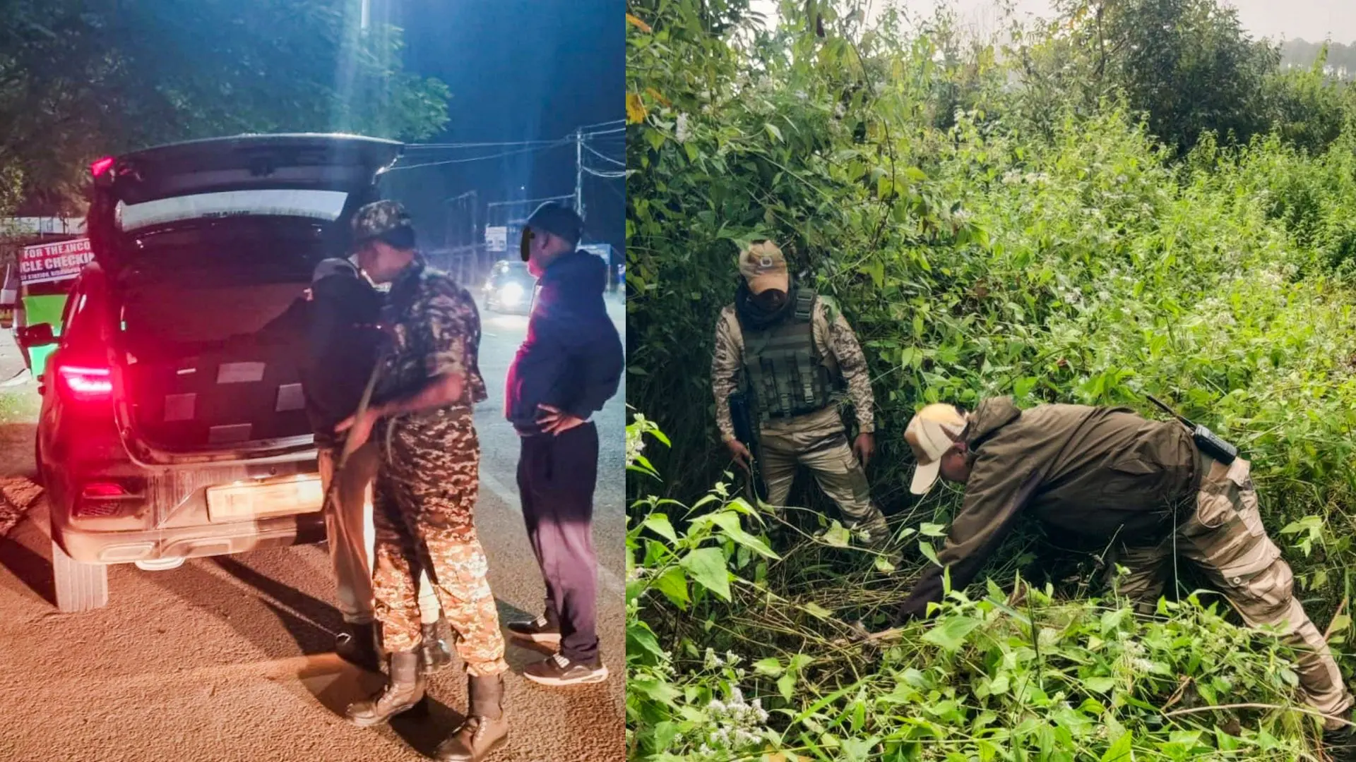 Security personnel during a search operation and area domination in the vulnerable areas of hill and valley districts of Manipur | Photo: PTI
