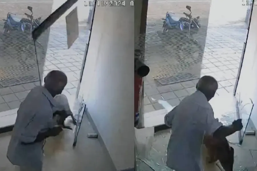 Narrow escape for Kottayam man as wild boar crashes into ATM | WATCH
