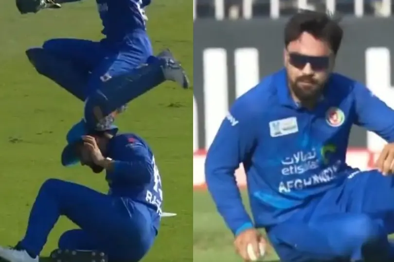 Rashid Khan narrowly avoids serious head injury in Sharjah ODI | VIDEO