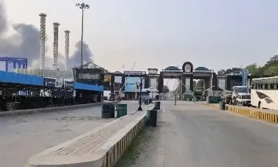 Smoke rises from the IOCL refinery in Koyali following an explosion