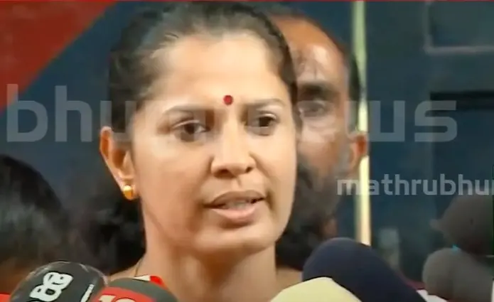 PP Divya addressing the media after release | Photo: Screengrab of Mathrubhumi News