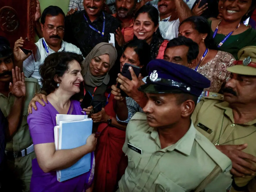 AiCC general secretary Priyanka Gandhi during her nomination paper filing for the Wayanad by-elections, at the District Collector's office, Kalpetta on Wednesday | Photo: ANI