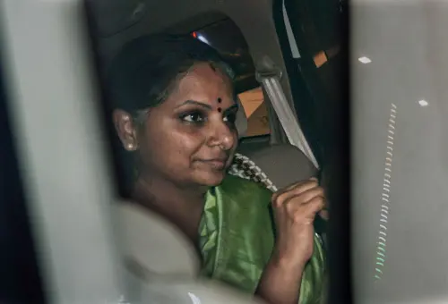 BRS leader K Kavitha leaves the Rouse Avenue Court in New Delhi. l Photo: PTI