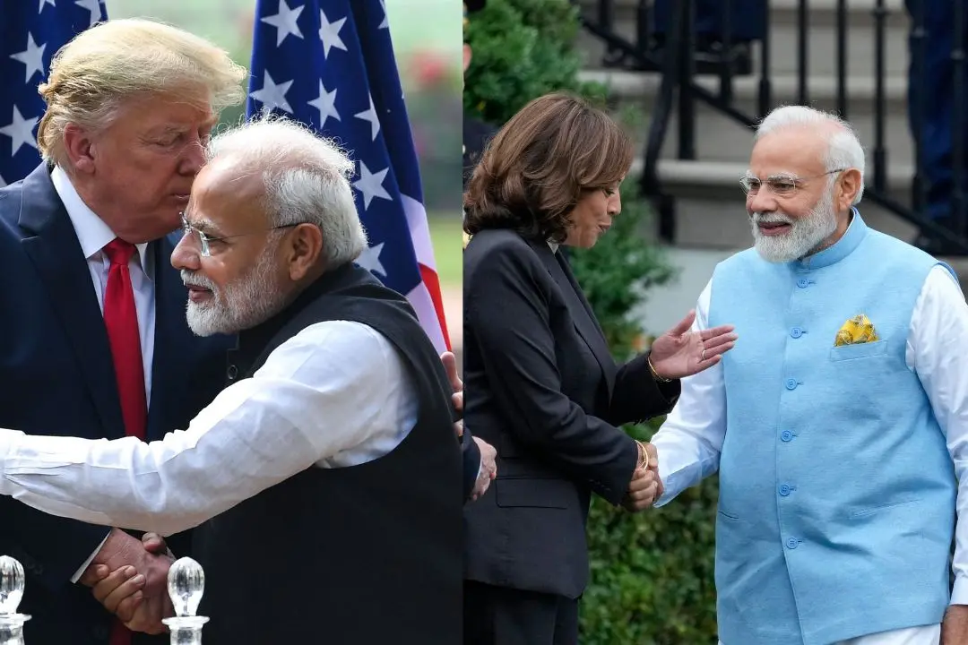PM Modi with Donald Trump and Kamala Harris | File photos: AFP, AP