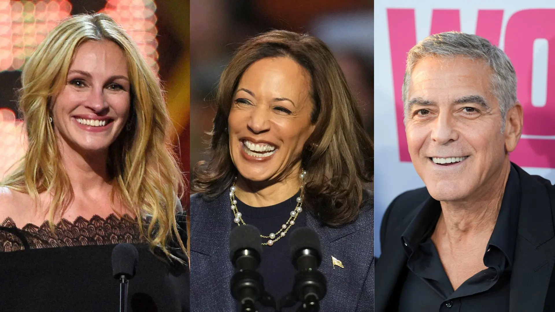 Julia Roberts, Kamala Harris, George Clooney | Photos: AP