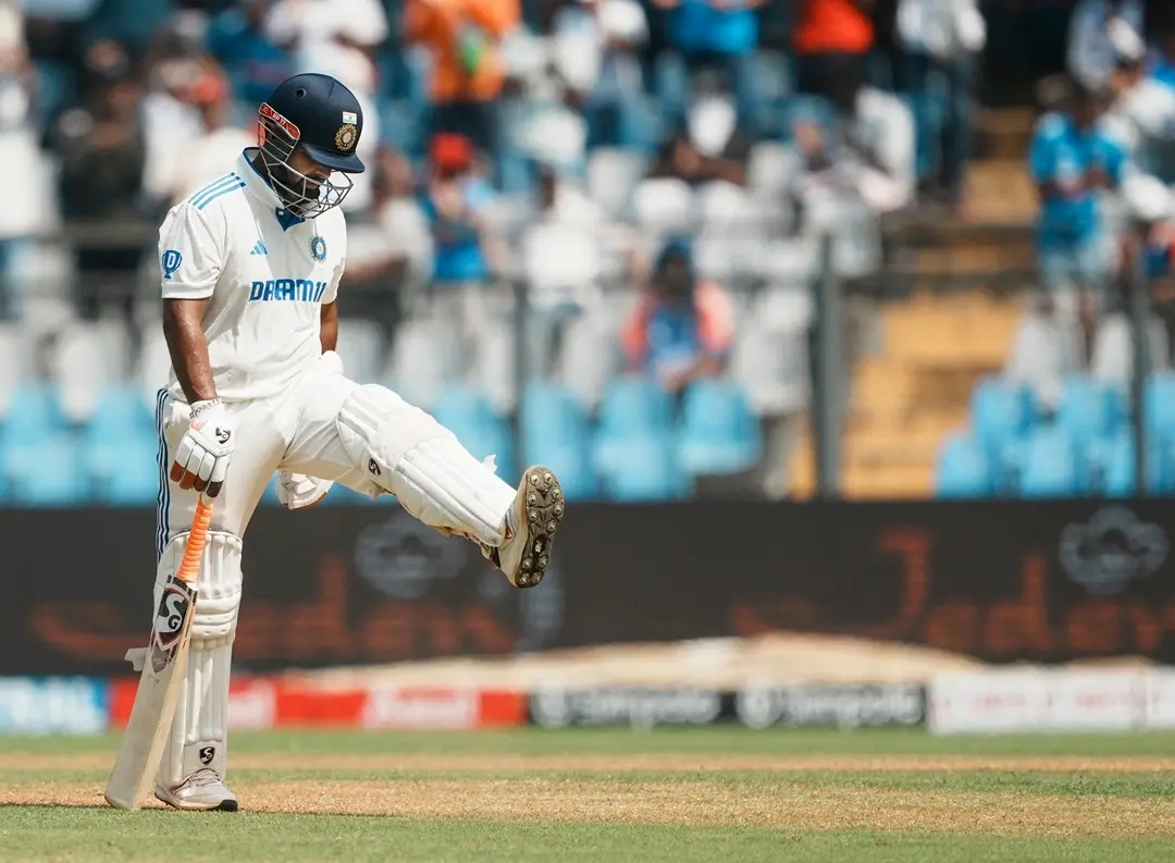 India's Rishabh Pant reacts as he walks off the field after losing his wicket during day three of third Test cricket match between India and New Zealand | Photo: PTI