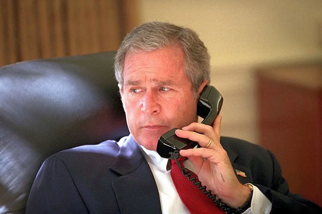 File photo taken on October 7, 2001 shows then US President George W Bush speaking over the phone at the Oval Office in White House
