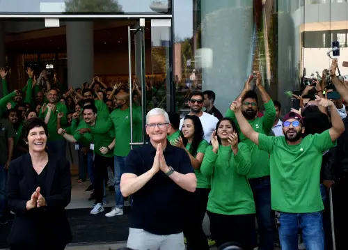 Apple CEO Tim Cook during the opening of the company's first retail store in India | ANI
