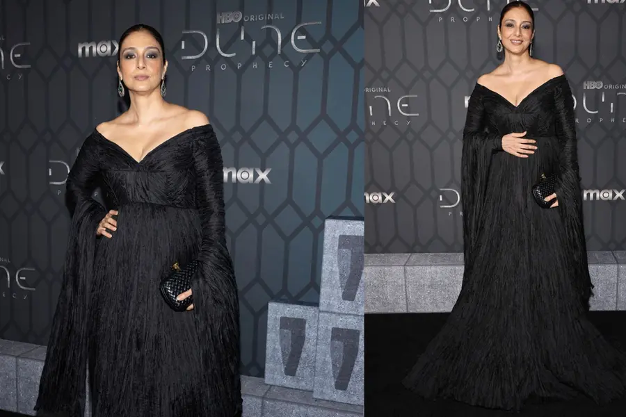 Tabu turns heads in Abu Jani Sandeep Khosla’s stunning silk ensemble at ‘Dune: Prophecy’ premiere