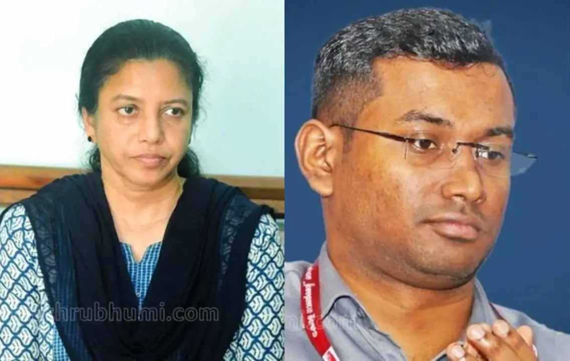 adm naveen babus's wife manjusha, kannur district collector arun k vijayan (file image)