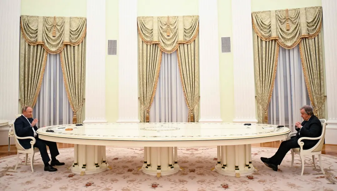 Russian President Vladimir Putin meets with UN Secretary-General Antonio Guterres