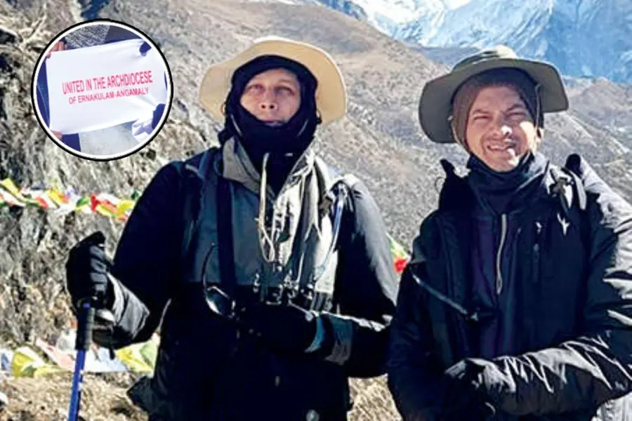 Kerala priests conquer Everest base camp; holds up poster for 'uniform holy mass'