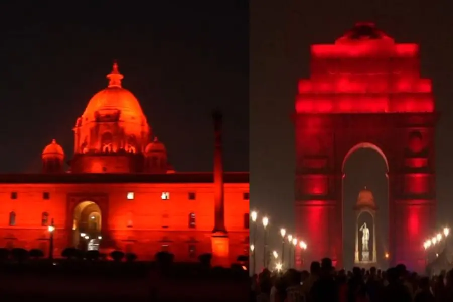 Why did Rashtrapati Bhavan, India Gate glow red on October 27?