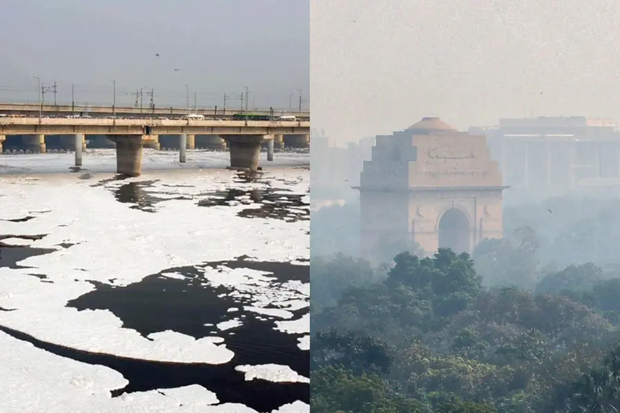 Delhi-NCR shrouded in smog with 'very poor' AQI at 349; toxic froth in Yamuna | WATCH